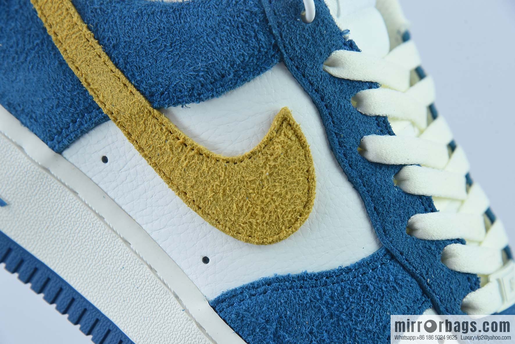 Nike Air Force 1 Low 07 suede blue and yellow low-top casual board shoes, official item number: BQ8988 103K