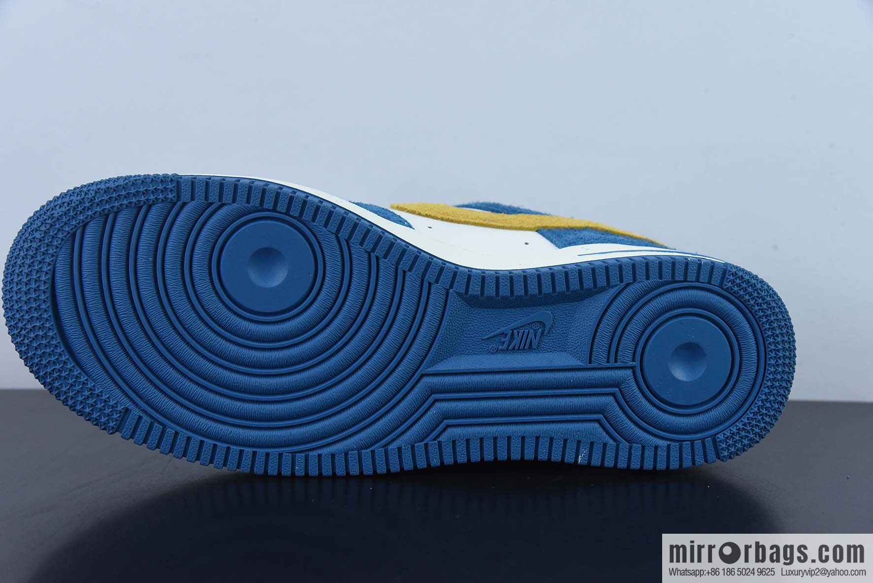 Nike Air Force 1 Low 07 suede blue and yellow low-top casual board shoes, official item number: BQ8988 103K