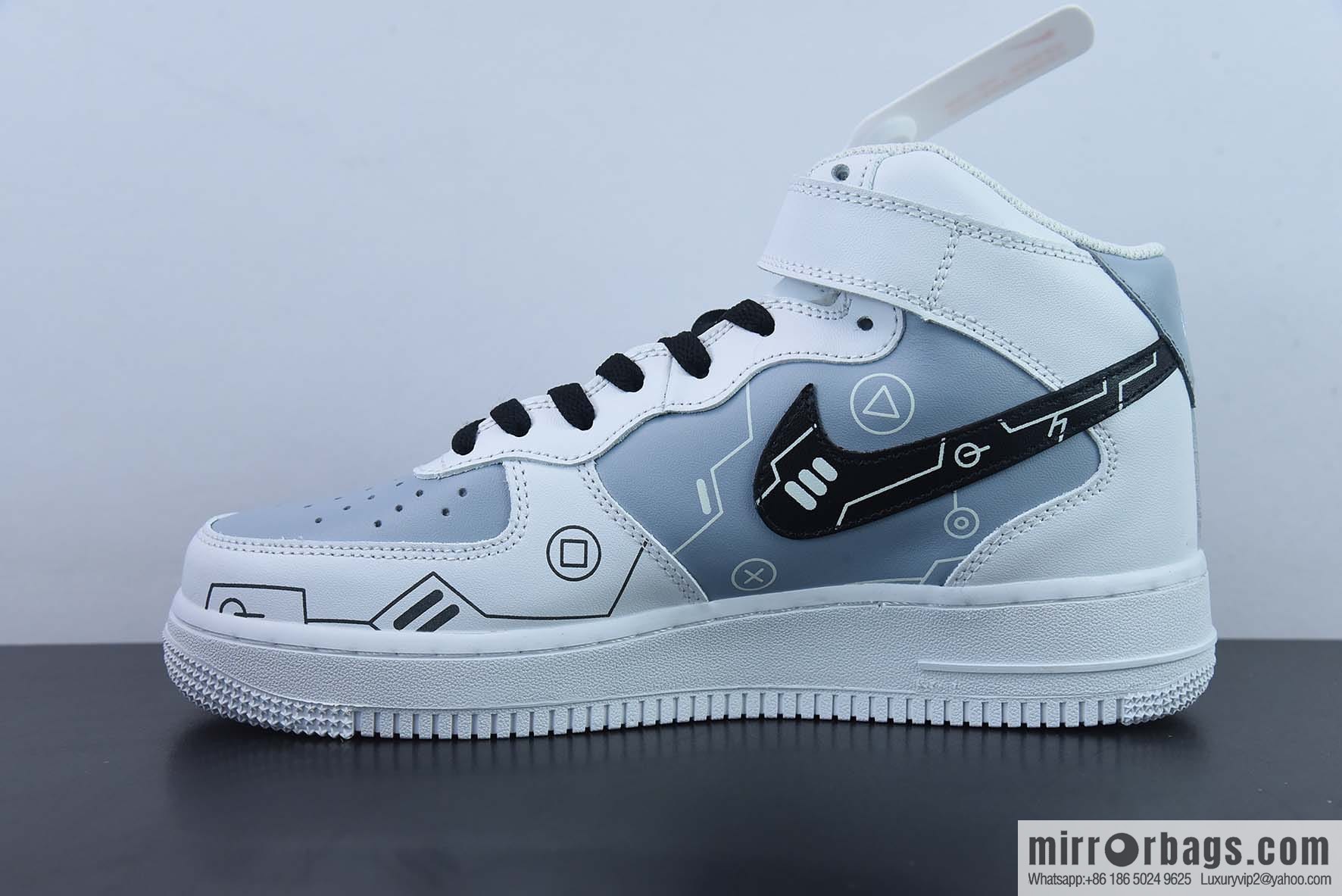 Nike Air Force 1 MID '07 black and white gray Air Force One mid-top casual shoes, item number: CW2288-115