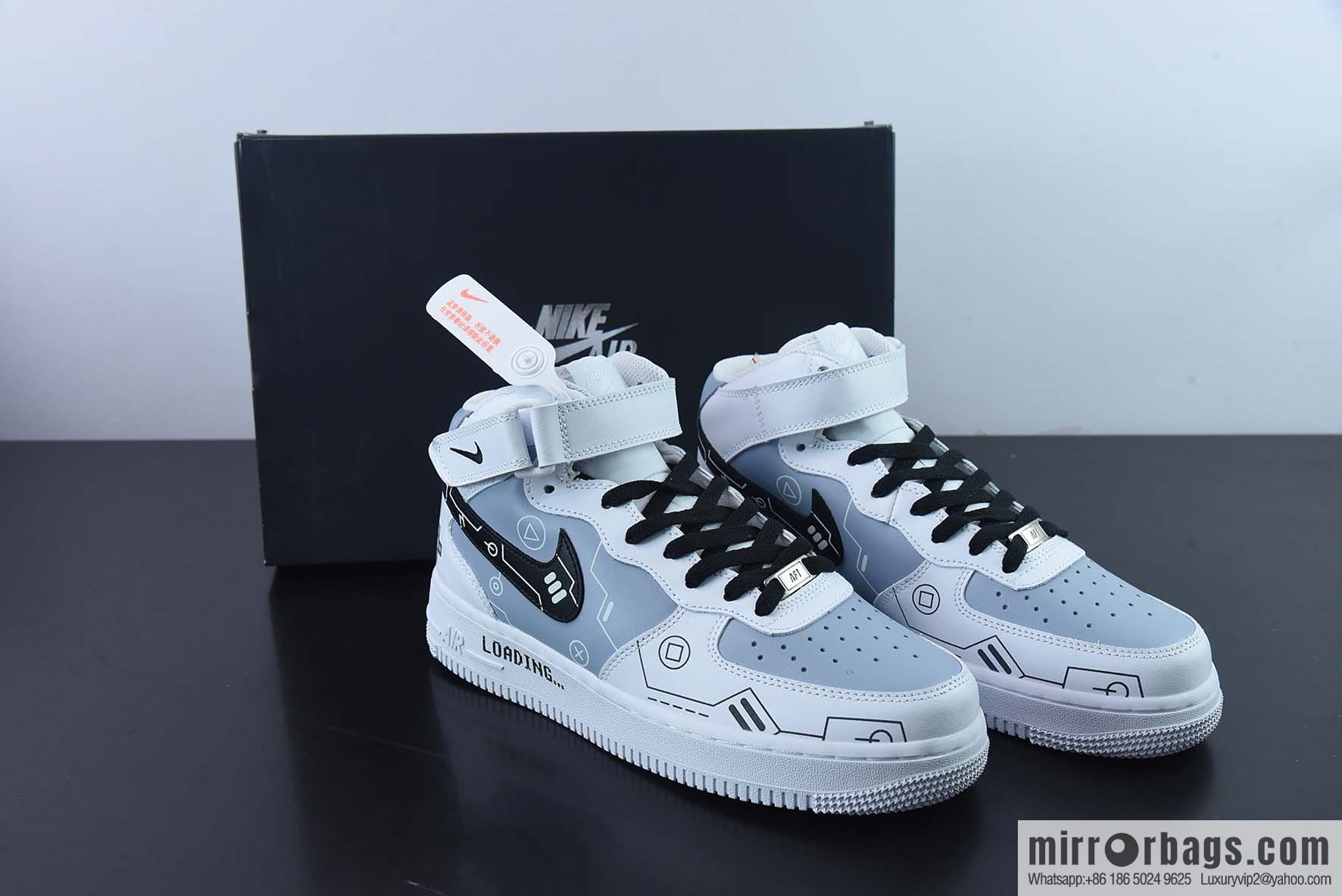 Nike Air Force 1 MID '07 black and white gray Air Force One mid-top casual shoes, item number: CW2288-115