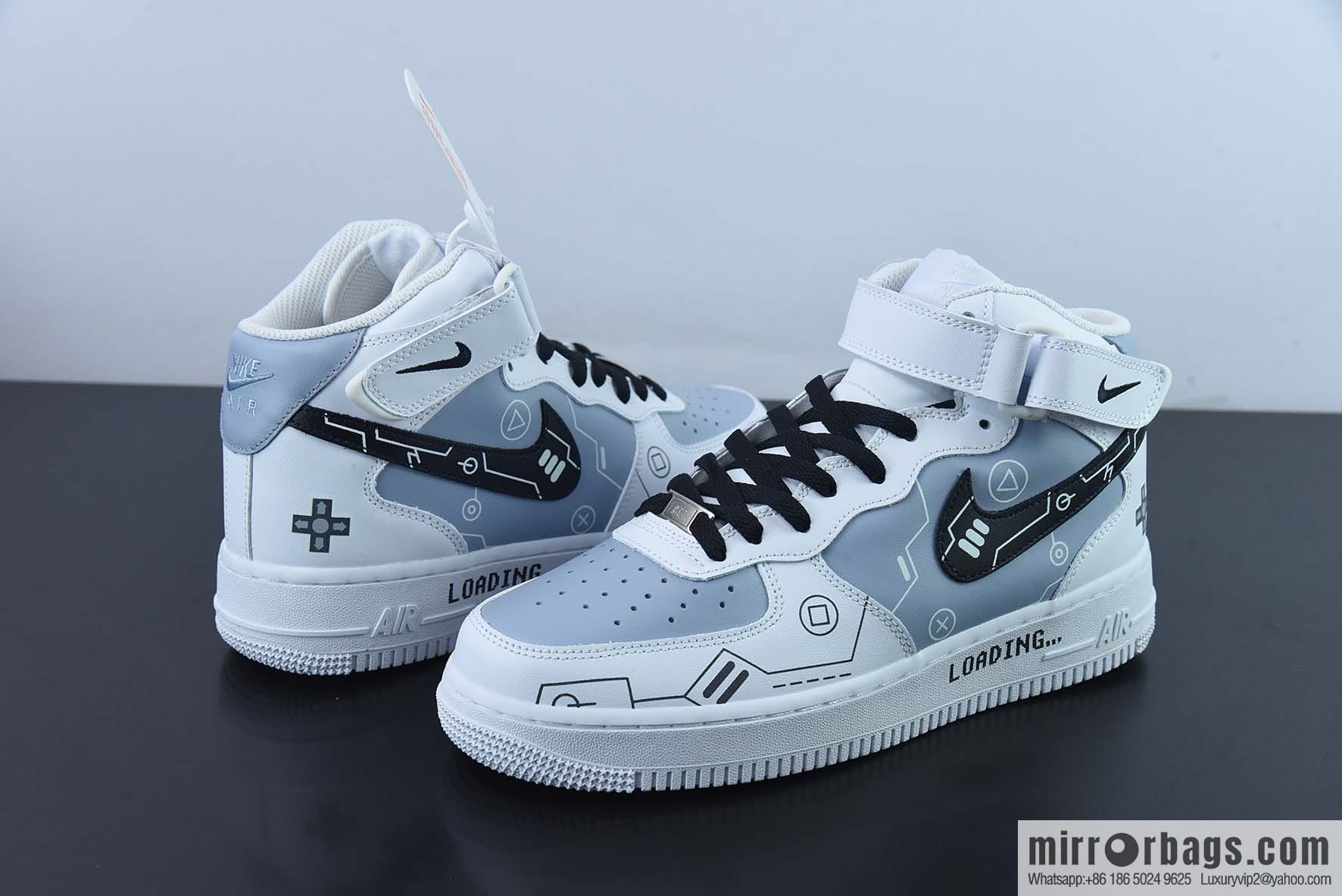 Nike Air Force 1 MID '07 black and white gray Air Force One mid-top casual shoes, item number: CW2288-115