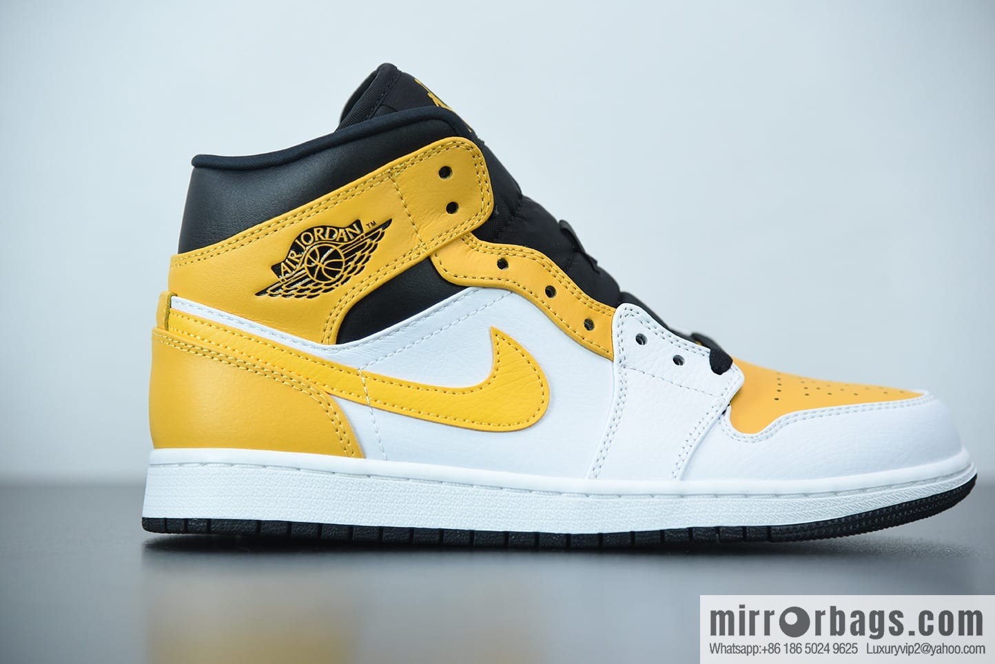 Air Jordan 1 Mid AJ1 Joe 1 white and yellow, Zhongbang basketball shoes, item number: 554724-170