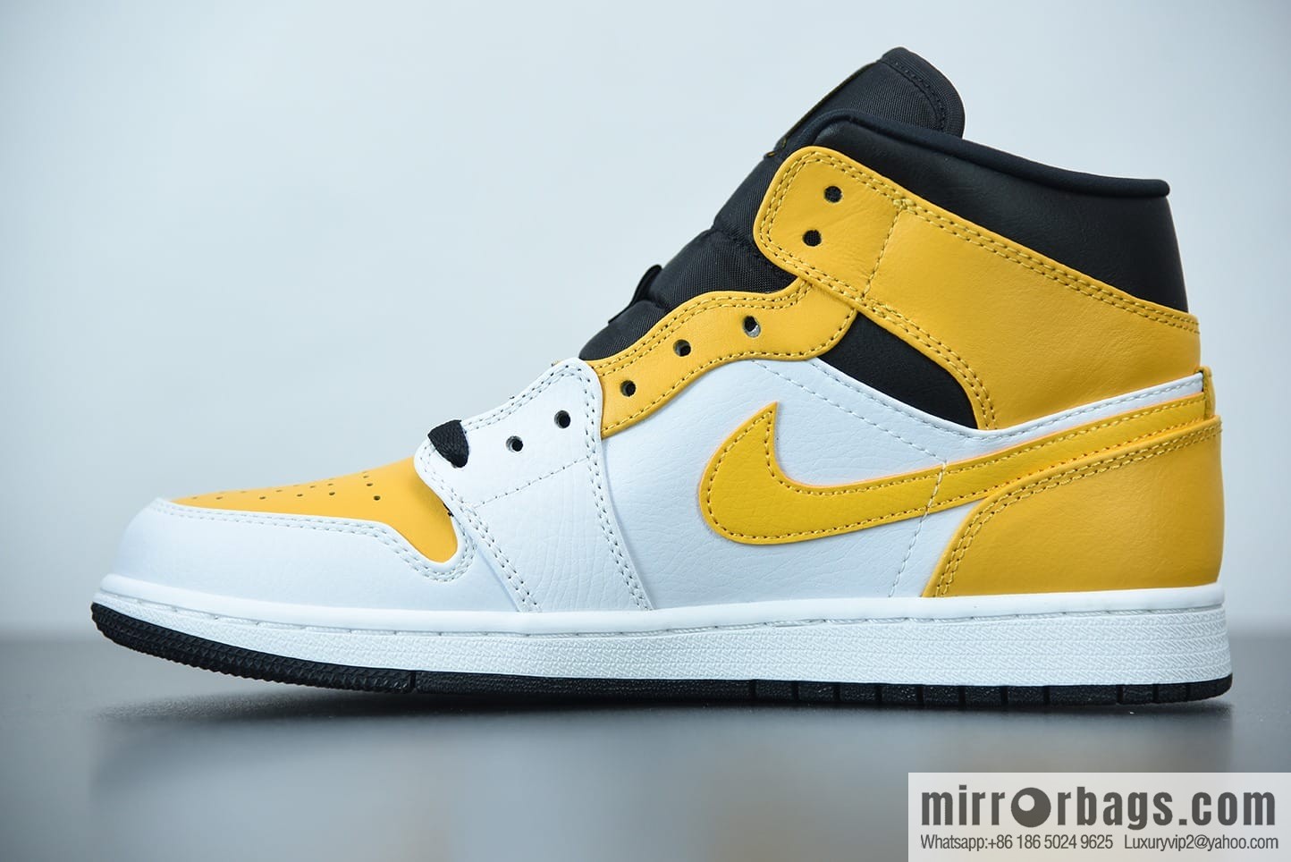 Air Jordan 1 Mid AJ1 Joe 1 white and yellow, Zhongbang basketball shoes, item number: 554724-170