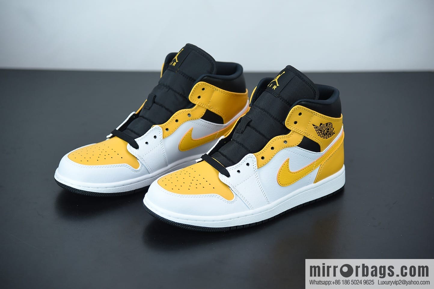 Air Jordan 1 Mid AJ1 Joe 1 white and yellow, Zhongbang basketball shoes, item number: 554724-170