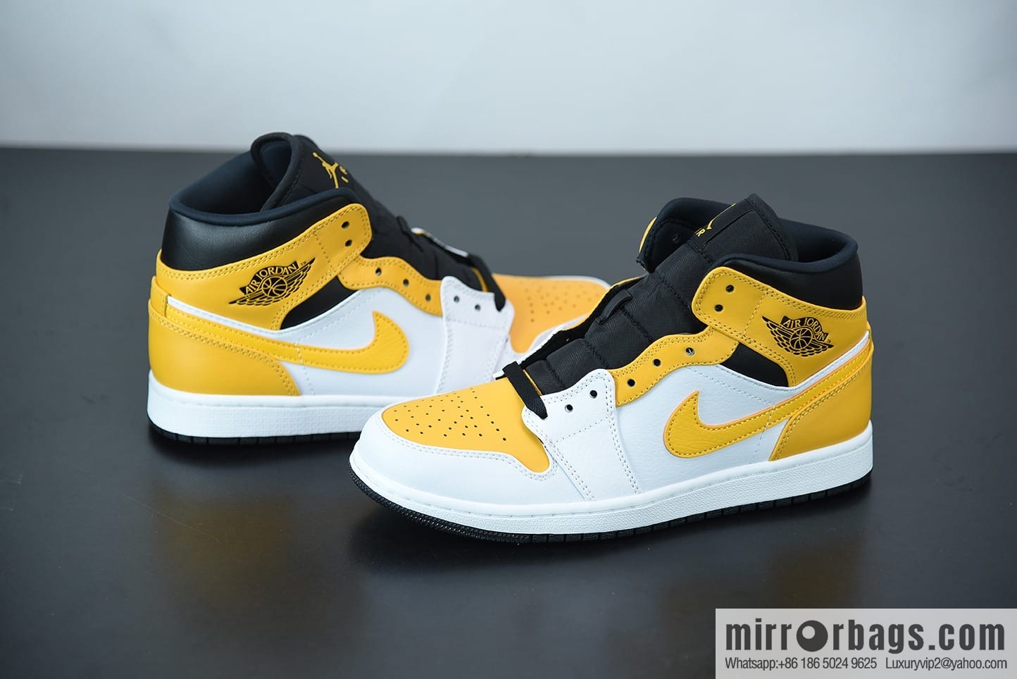 Air Jordan 1 Mid AJ1 Joe 1 white and yellow, Zhongbang basketball shoes, item number: 554724-170