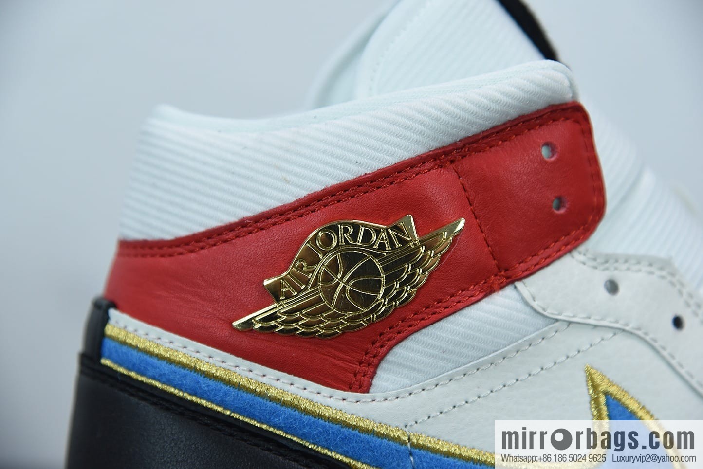 AJ1 Mid black and white red corduroy blue hook high-top basketball shoes, item number: DC1426-100