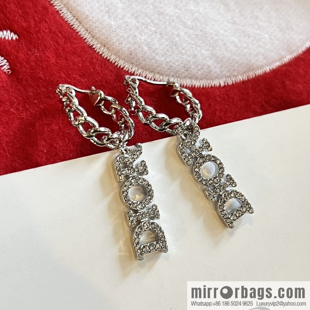 DIOR Dior silver dior letter stud earrings