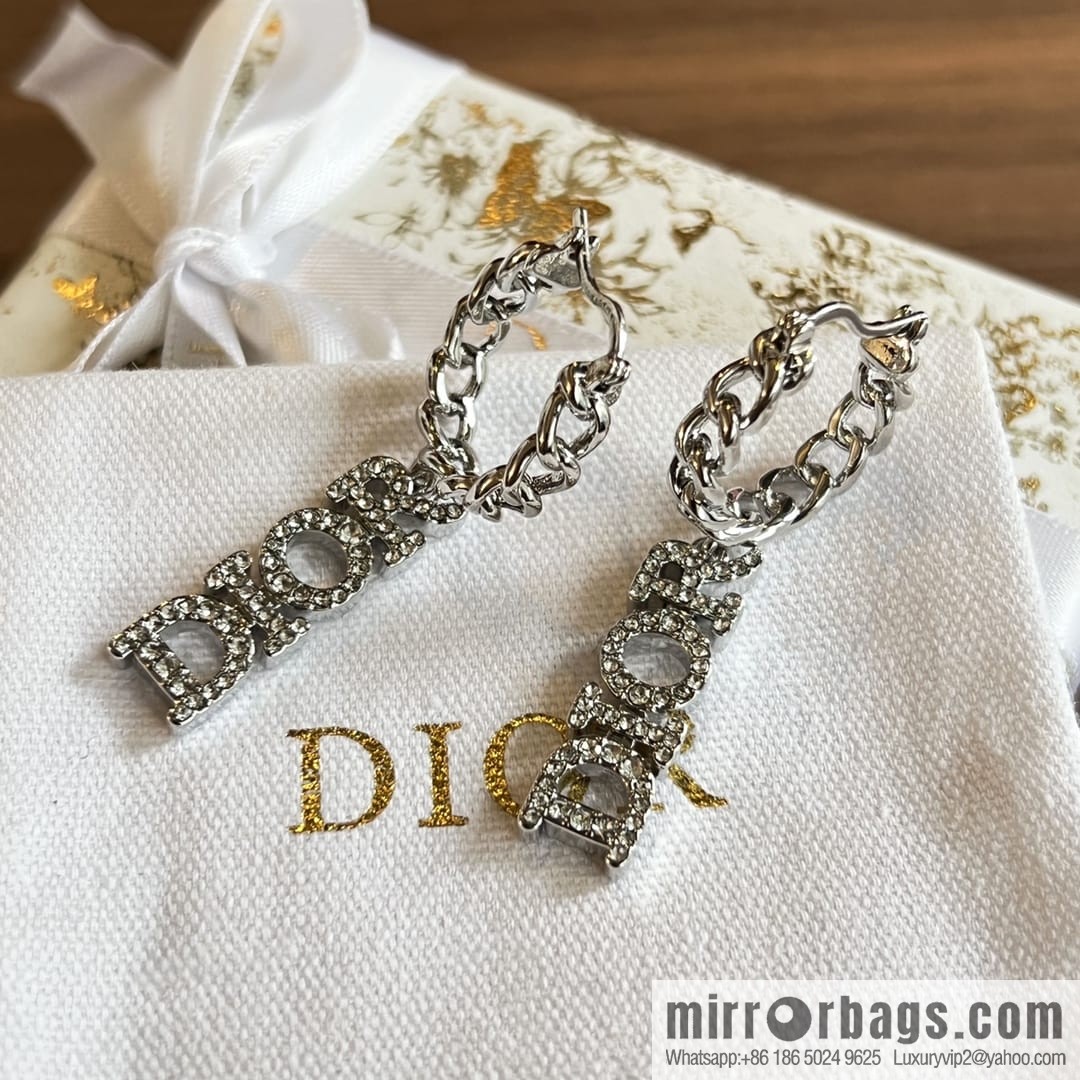 DIOR Dior silver dior letter stud earrings