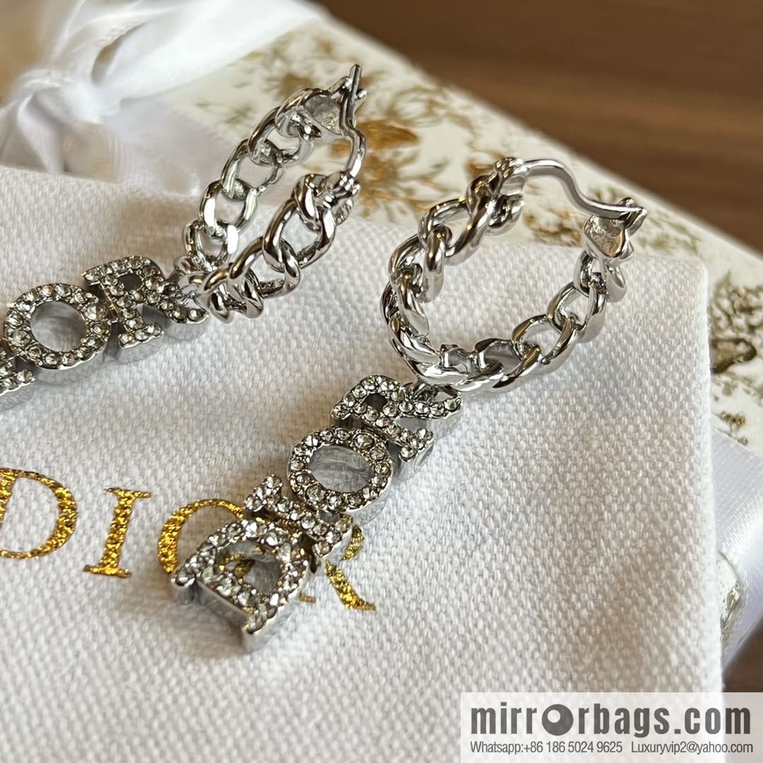DIOR Dior silver dior letter stud earrings