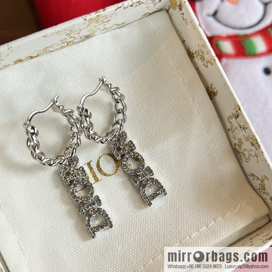 DIOR Dior silver dior letter stud earrings