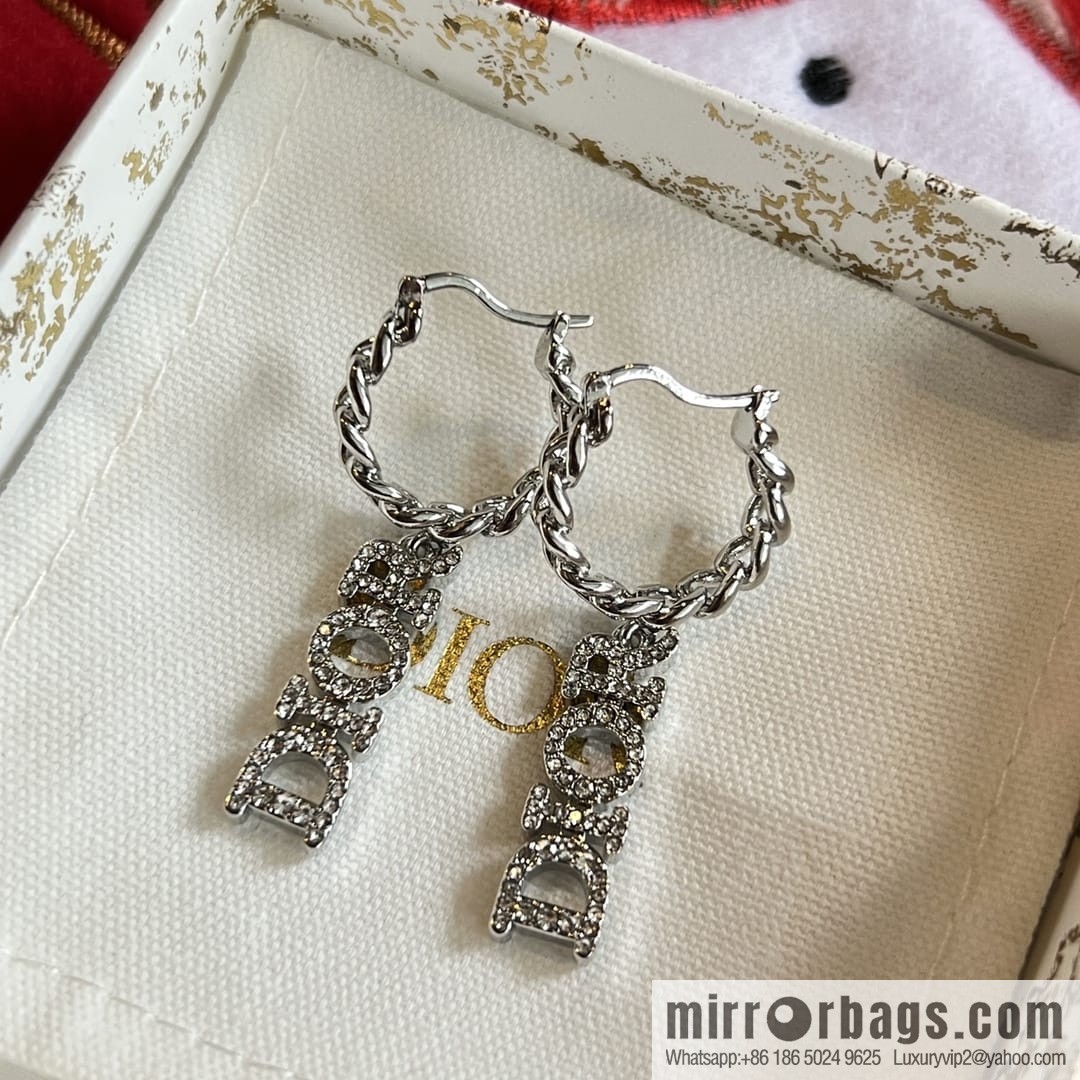 DIOR Dior silver dior letter stud earrings