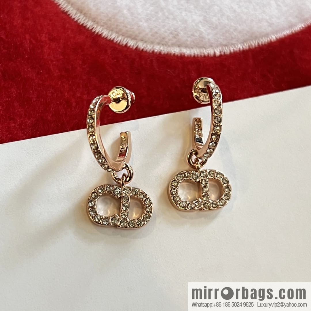 Dior rose gold CD stud earrings