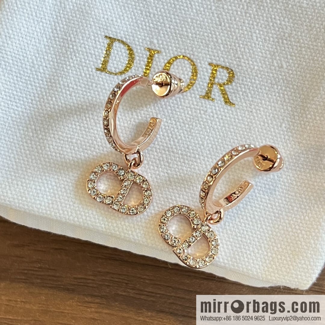 Dior rose gold CD stud earrings
