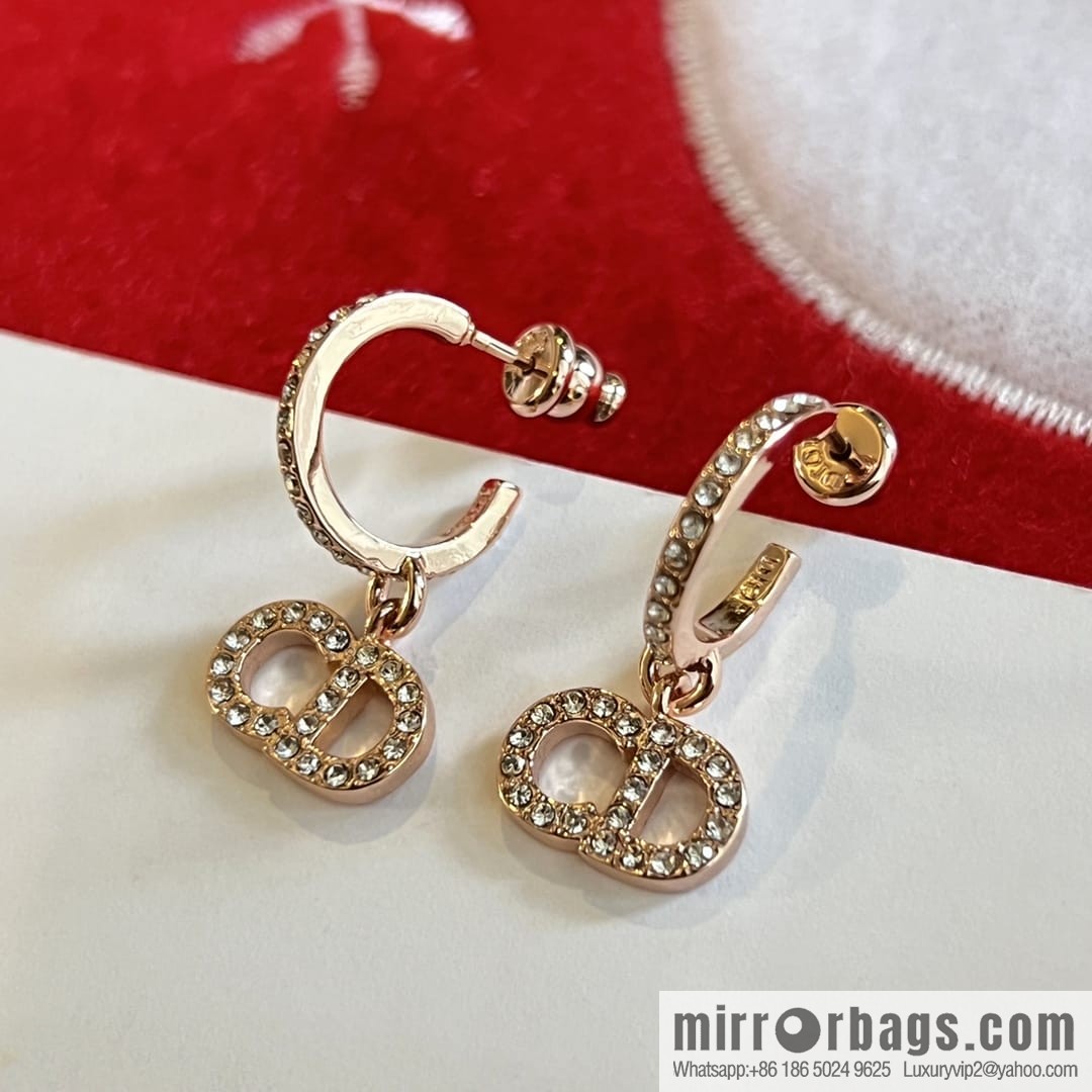Dior rose gold CD stud earrings