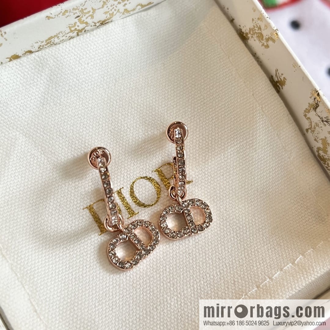 Dior rose gold CD stud earrings