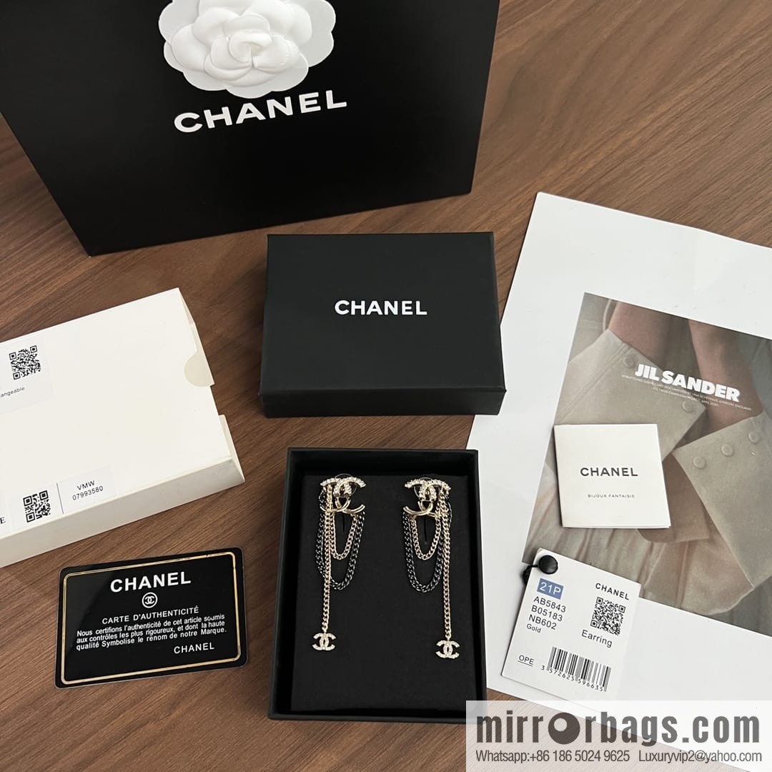 New ☑️ CHANEL Chanel double c fringed stud earrings