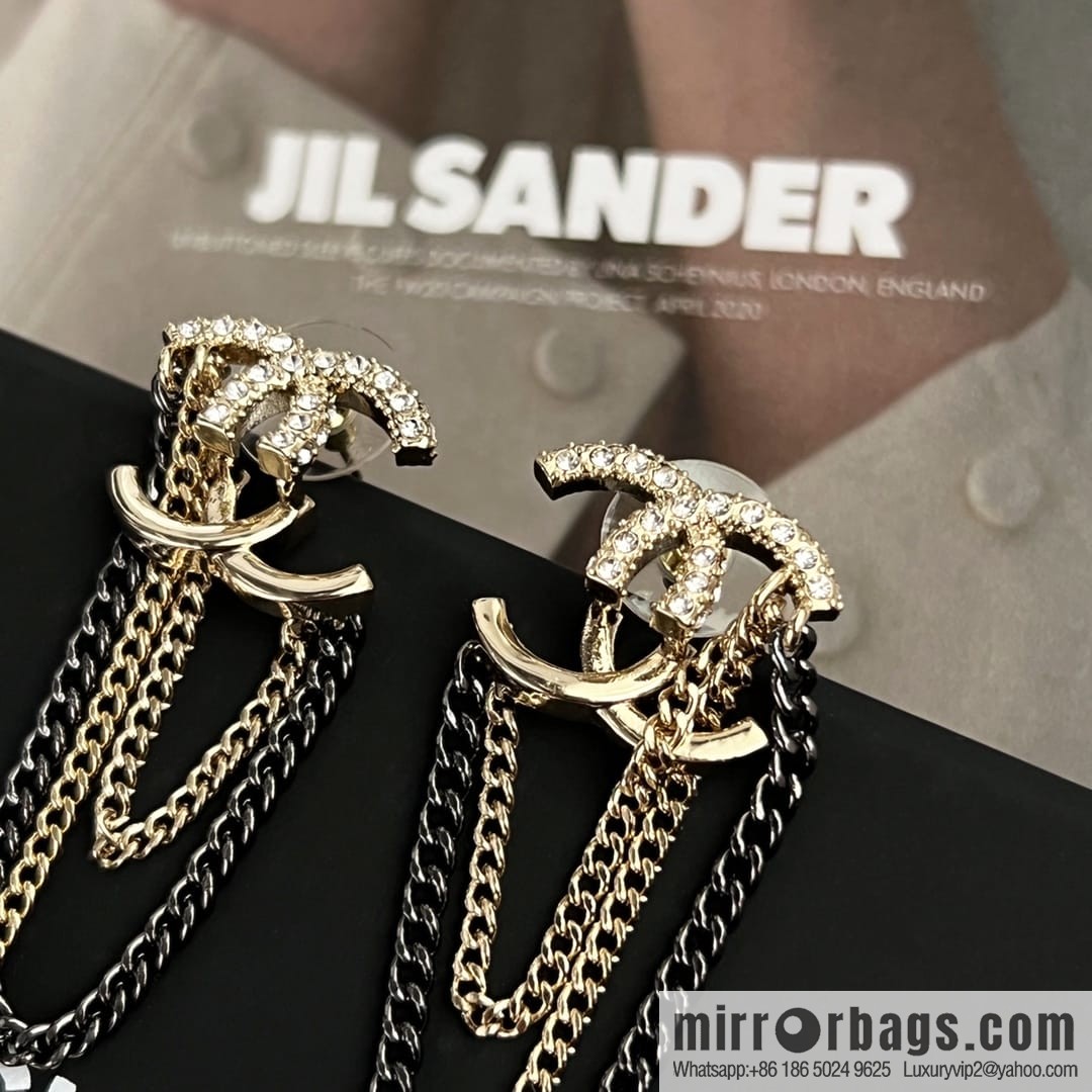 New ☑️ CHANEL Chanel double c fringed stud earrings