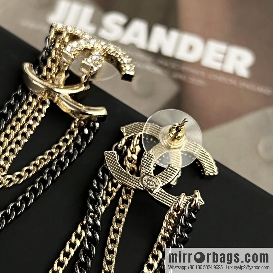 New ☑️ CHANEL Chanel double c fringed stud earrings