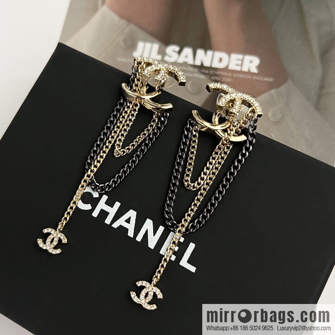 New ☑️ CHANEL Chanel double c fringed stud earrings
