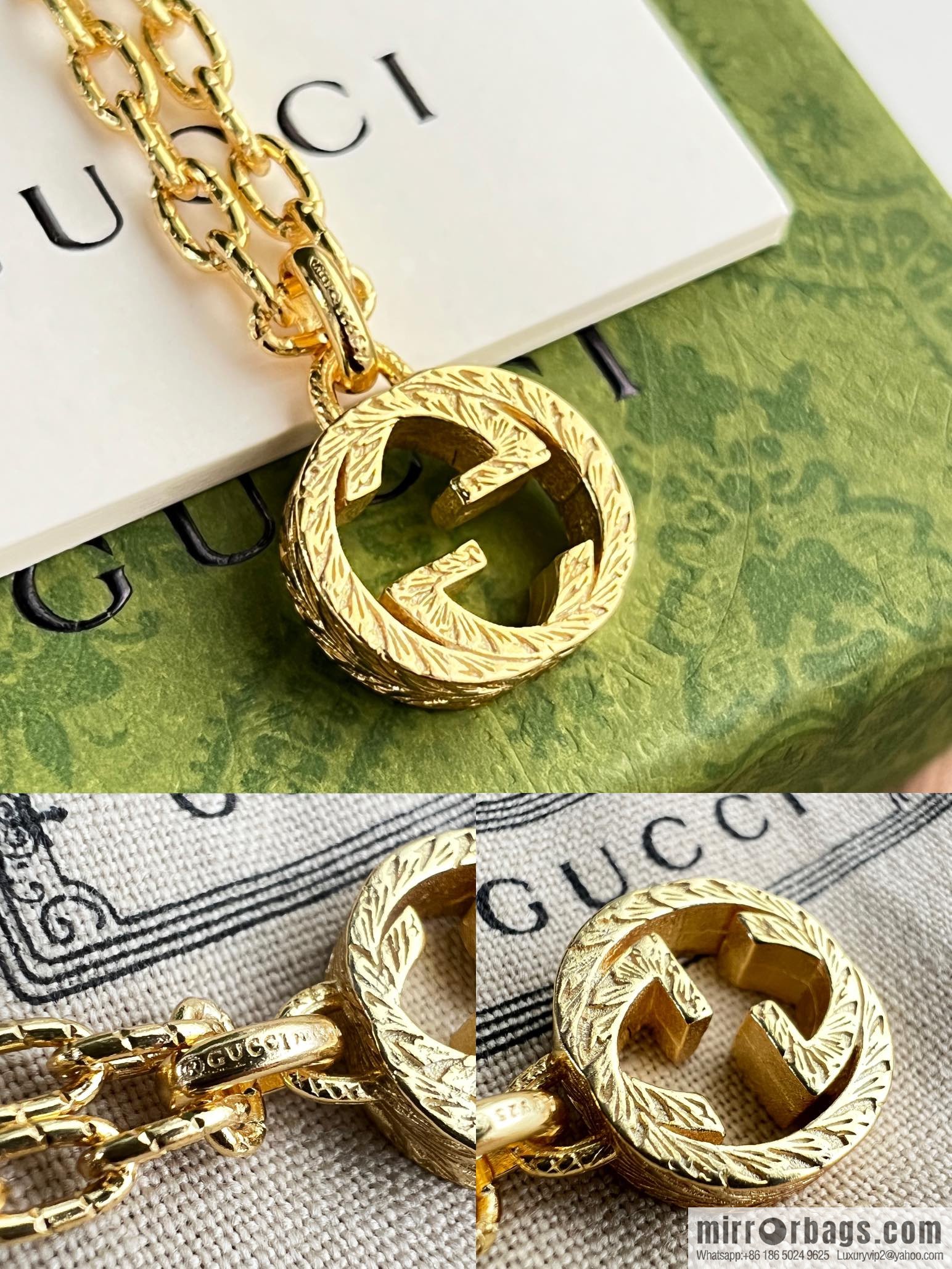 New Gucci Gucci gold double G necklace