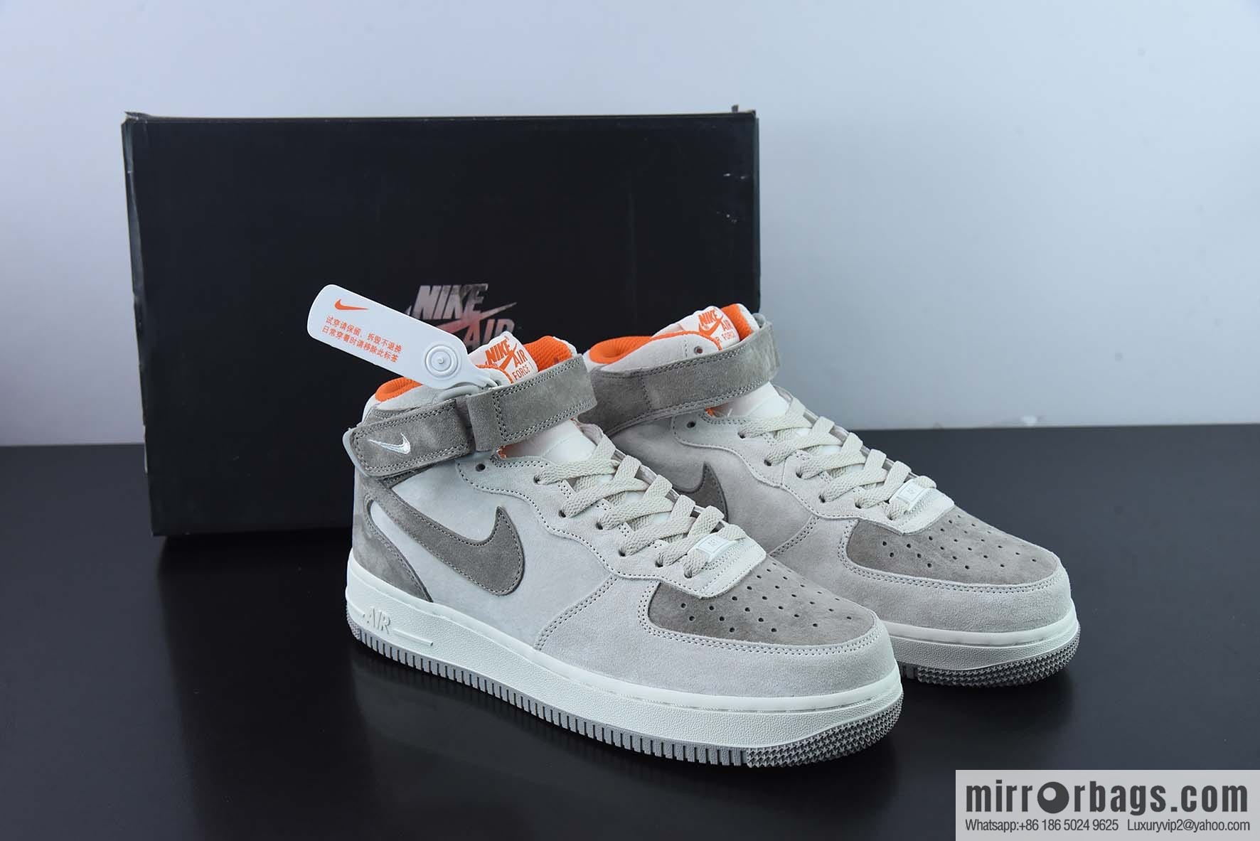 Nike Air Force 1 'Mid 07 gray orange suede, Air Force One medium help casual board shoes, imported suede item number: CQ5059-105