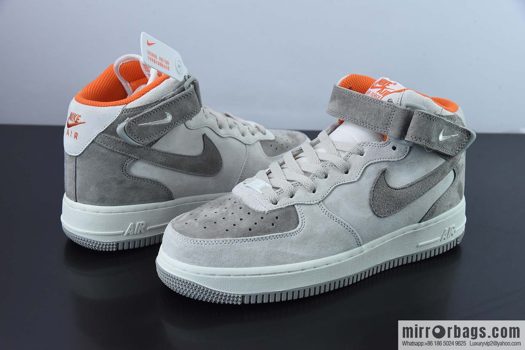 Nike Air Force 1 'Mid 07 gray orange suede, Air Force One medium help casual board shoes, imported suede item number: CQ5059-105