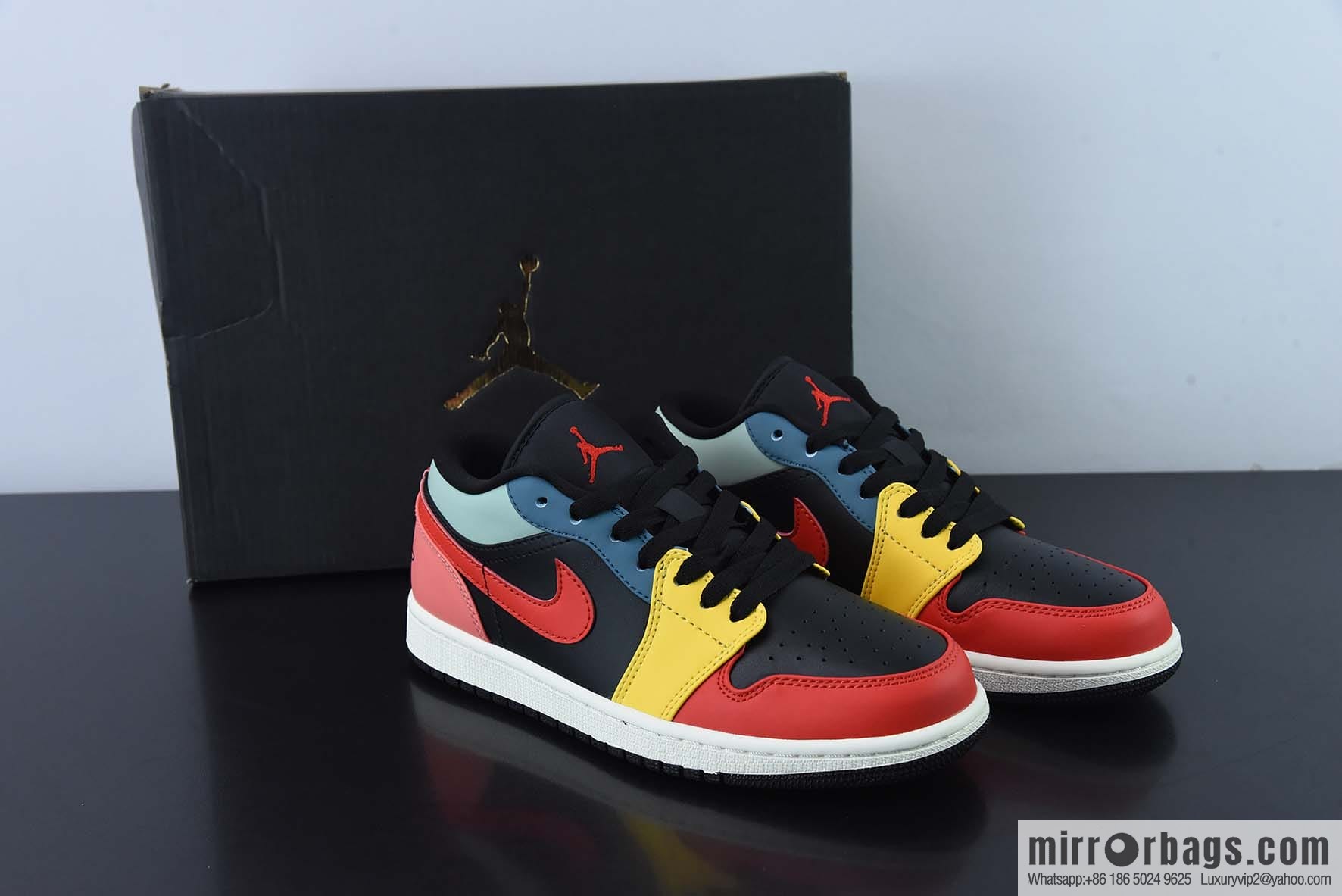 NIKE AIR JORDAN 1 LOW Nike winter new, color matching, black, yellow and red low-top casual board shoes, item number: DN3739-060
