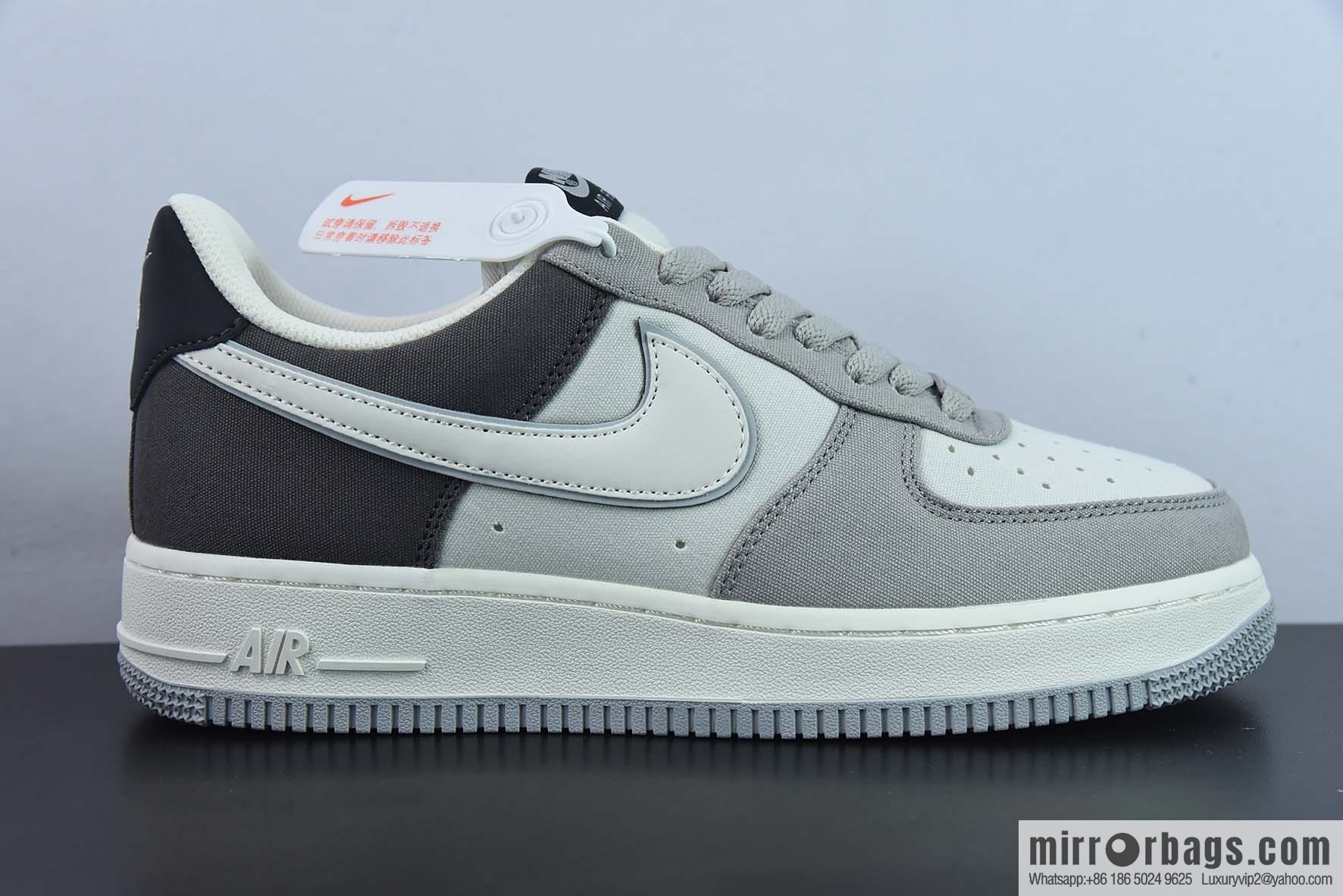 NIke Air Force 1 '07 light gray black cloth surface Air Force No. 1 low-top casual board shoes, item number: DG2296-023