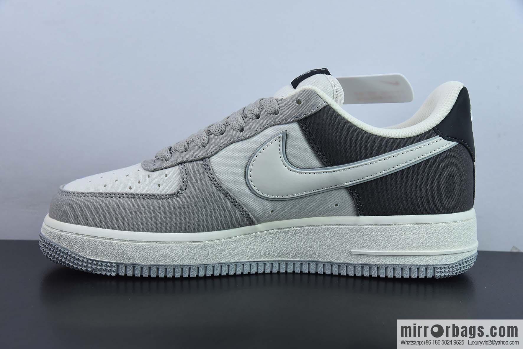 NIke Air Force 1 '07 light gray black cloth surface Air Force No. 1 low-top casual board shoes, item number: DG2296-023