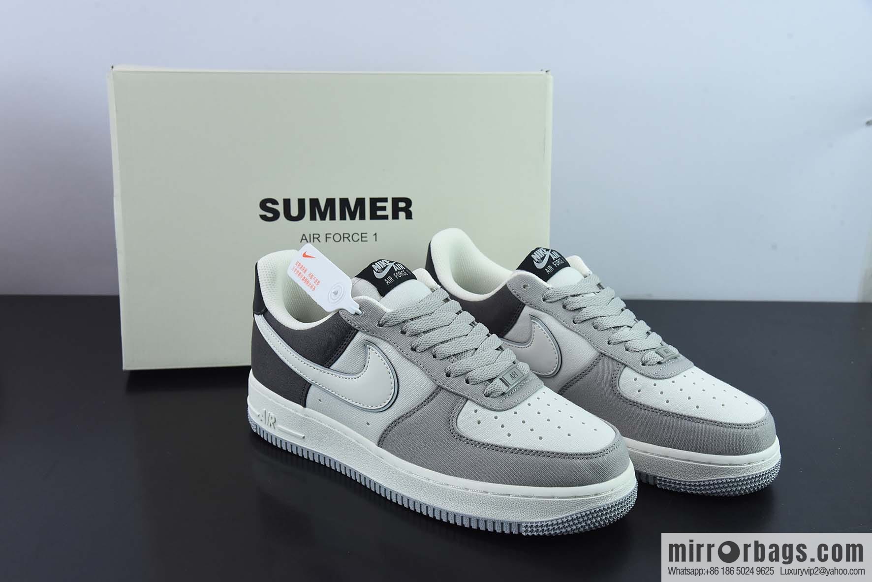 NIke Air Force 1 '07 light gray black cloth surface Air Force No. 1 low-top casual board shoes, item number: DG2296-023