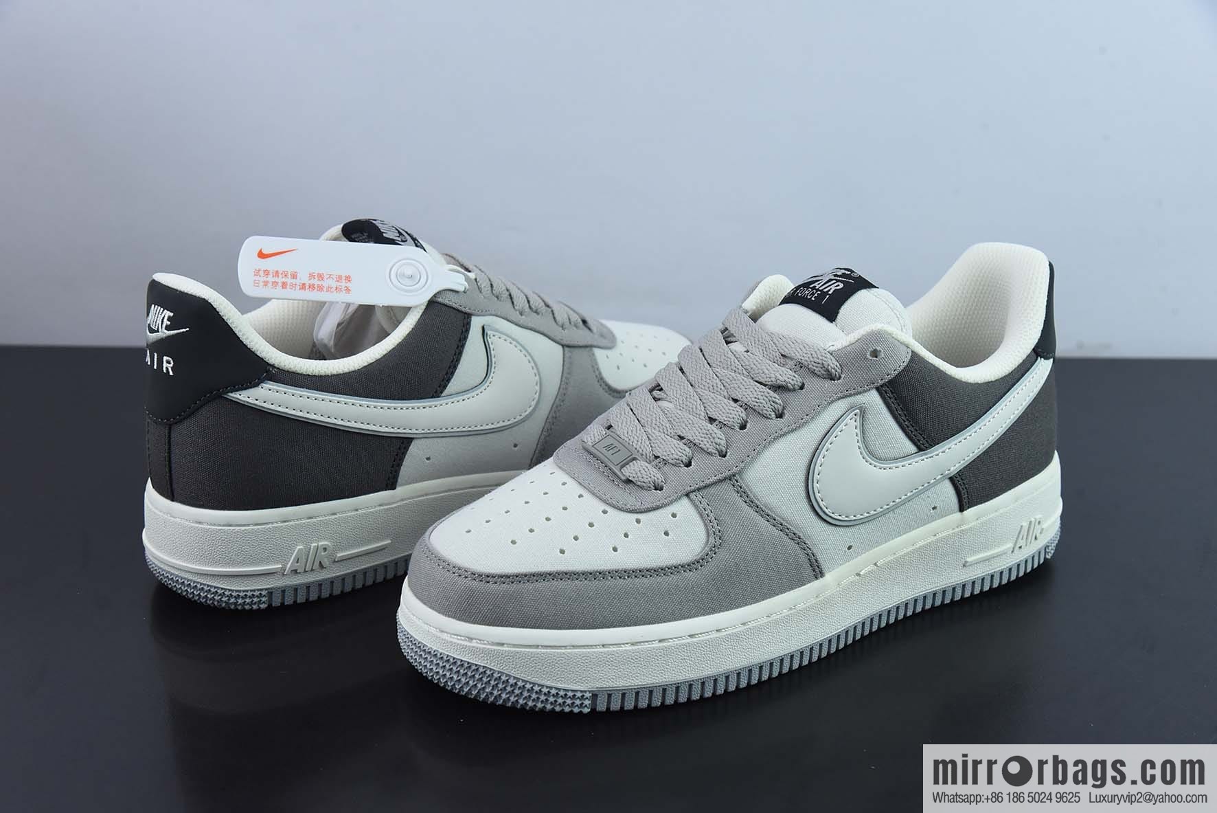 NIke Air Force 1 '07 light gray black cloth surface Air Force No. 1 low-top casual board shoes, item number: DG2296-023
