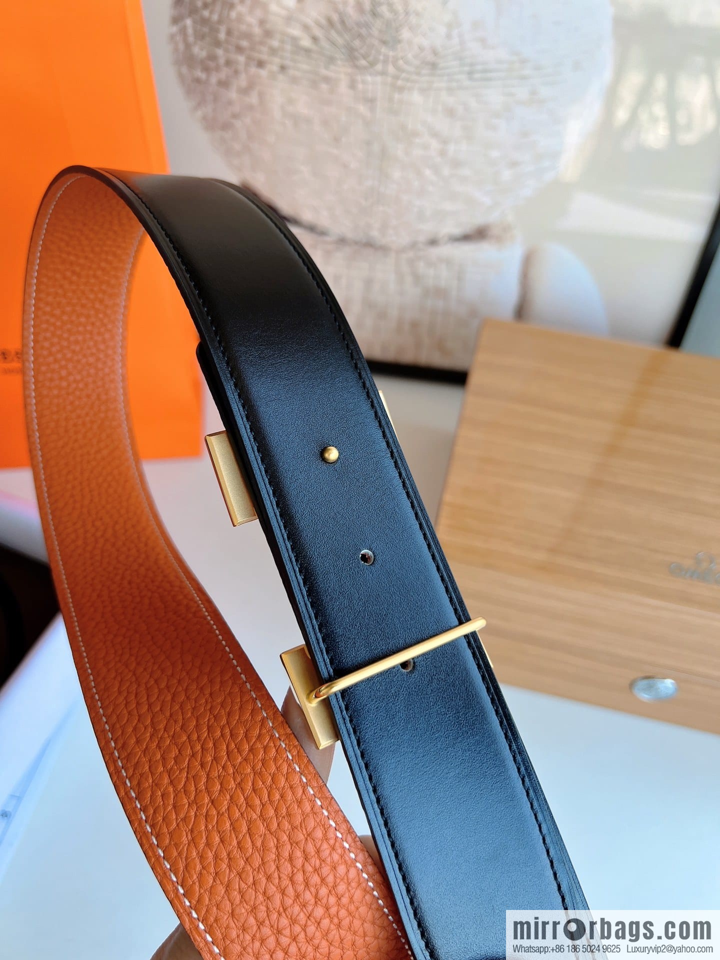 HERMES/Hermès H buckle horse drawn carriage logo men's 38mm waist belt