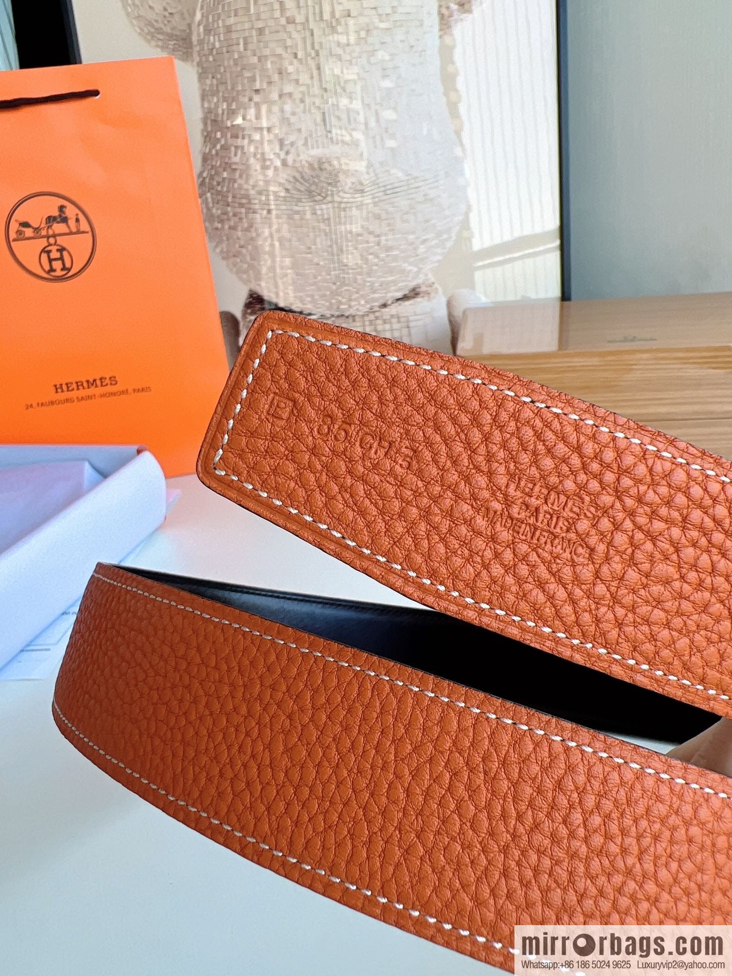 HERMES/Hermès H buckle horse drawn carriage logo men's 38mm waist belt