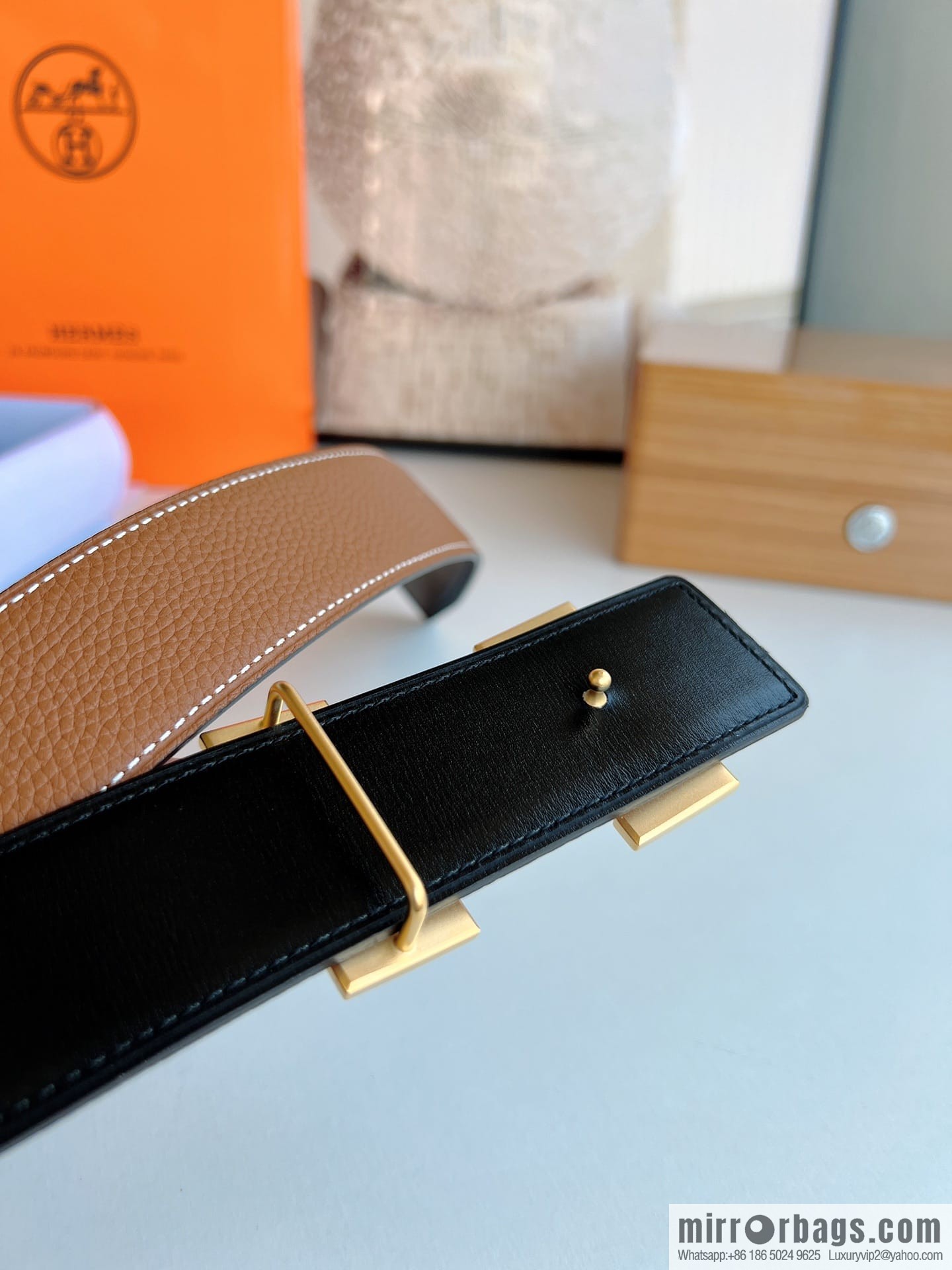 HERMES/Hermès H buckle horse drawn carriage logo men's 38mm waist belt