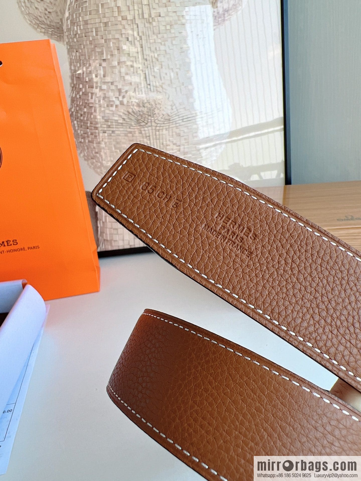HERMES/Hermès H buckle horse drawn carriage logo men's 38mm waist belt