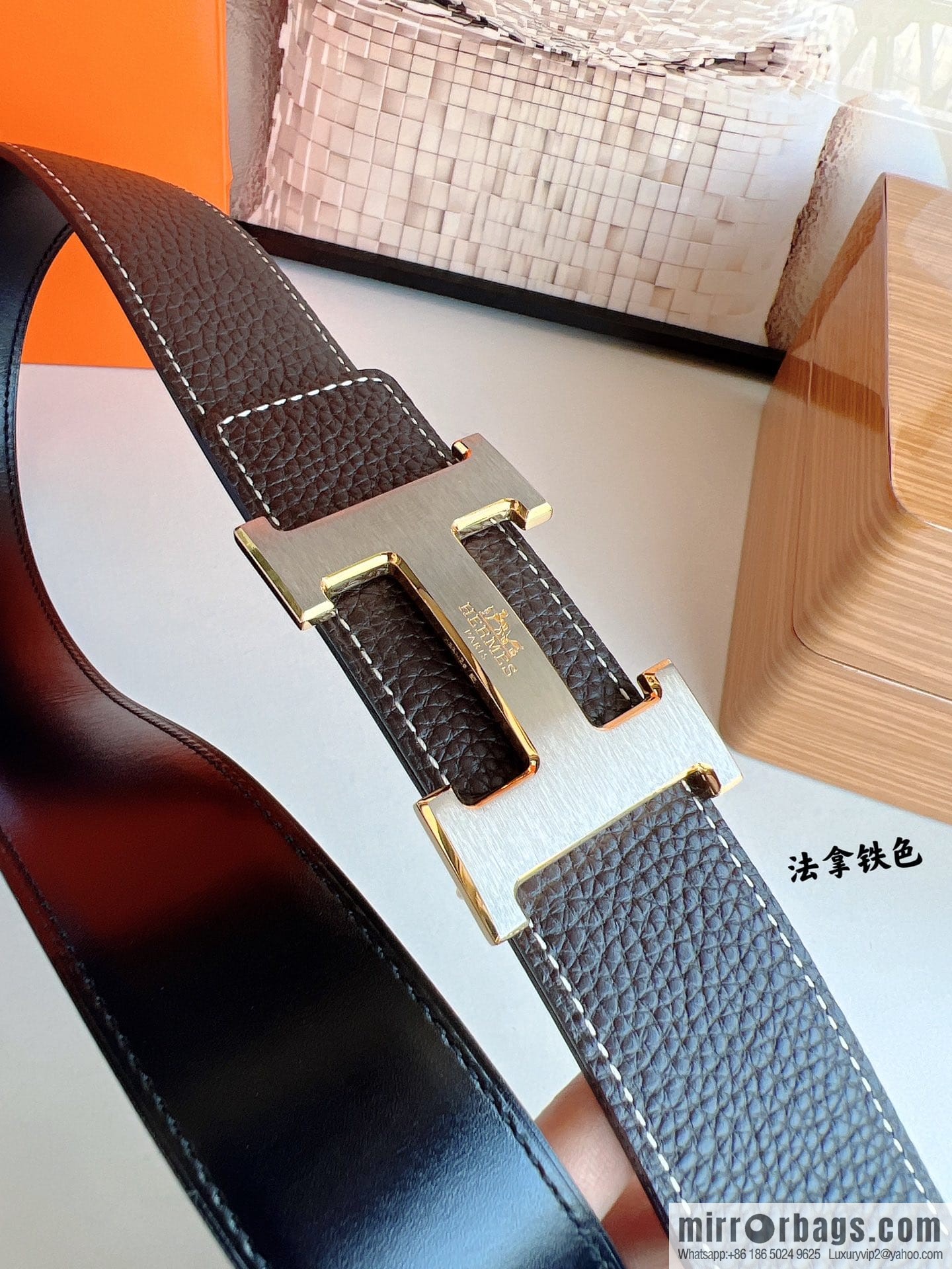 HERMES/Hermès H buckle horse drawn carriage logo men's 38mm waist belt