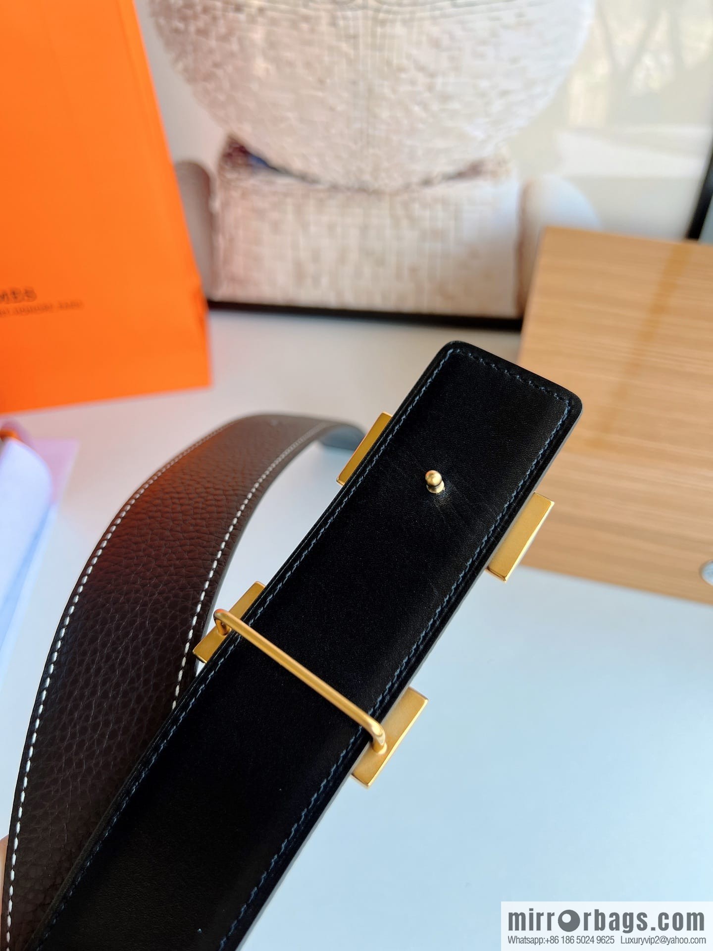 HERMES/Hermès H buckle horse drawn carriage logo men's 38mm waist belt