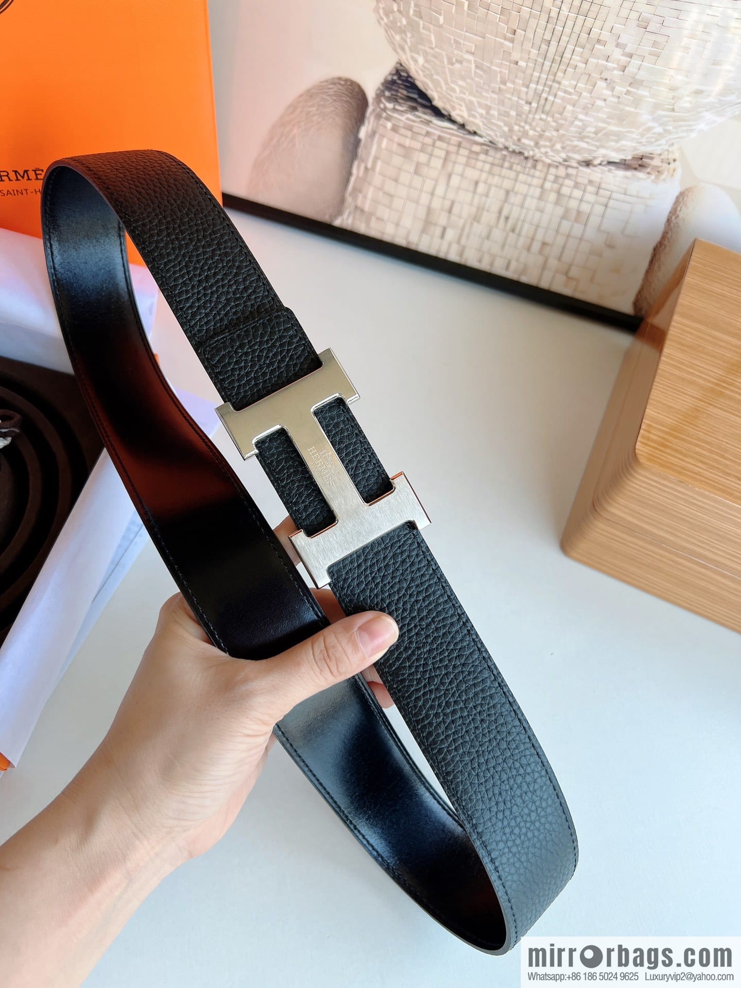 HERMES/Hermès H buckle horse drawn carriage logo men's 38mm waist belt