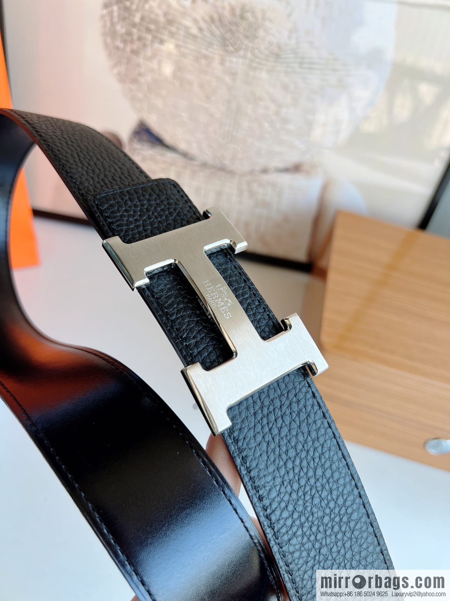 HERMES/Hermès H buckle horse drawn carriage logo men's 38mm waist belt