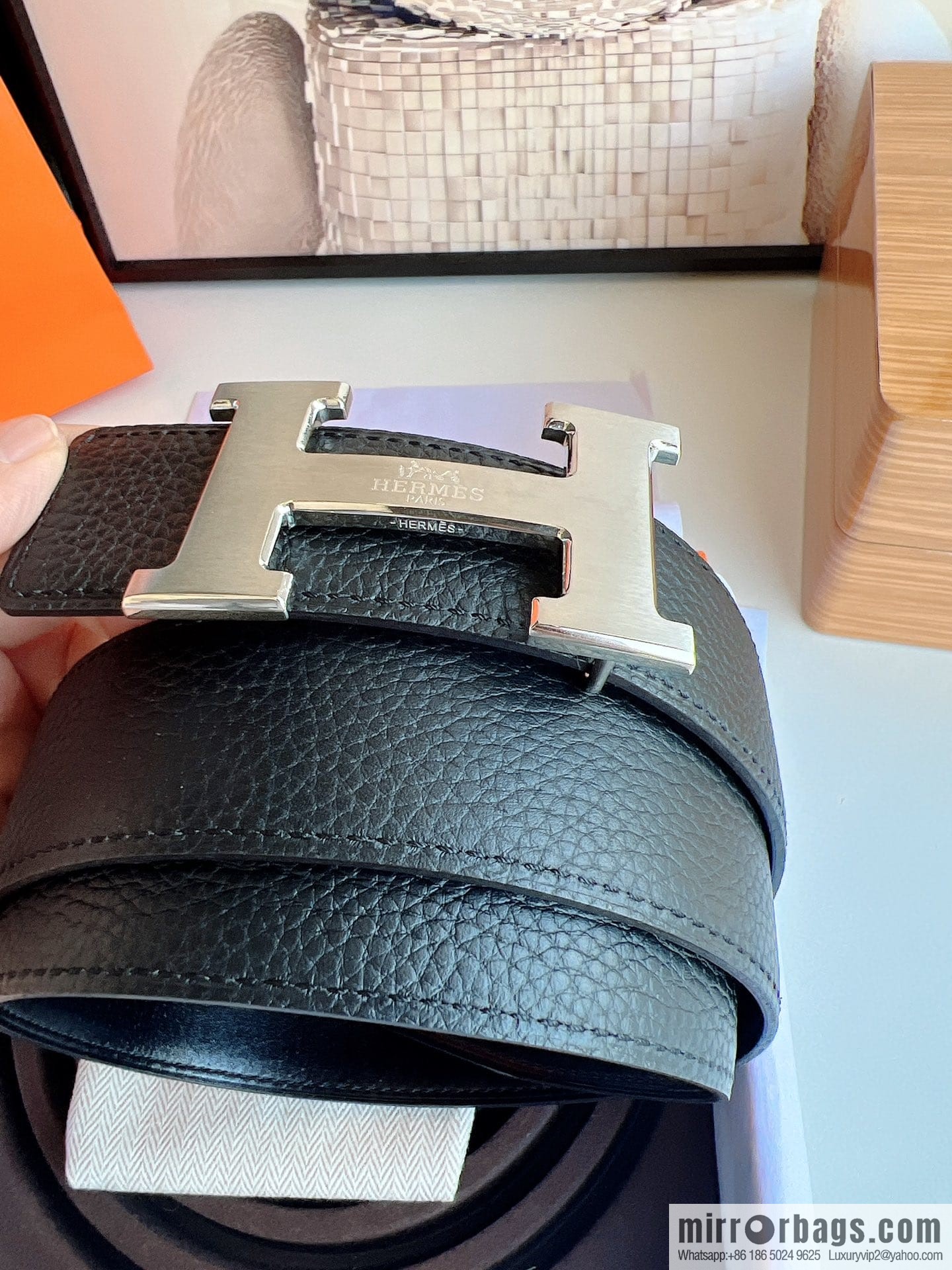 HERMES/Hermès H buckle horse drawn carriage logo men's 38mm waist belt