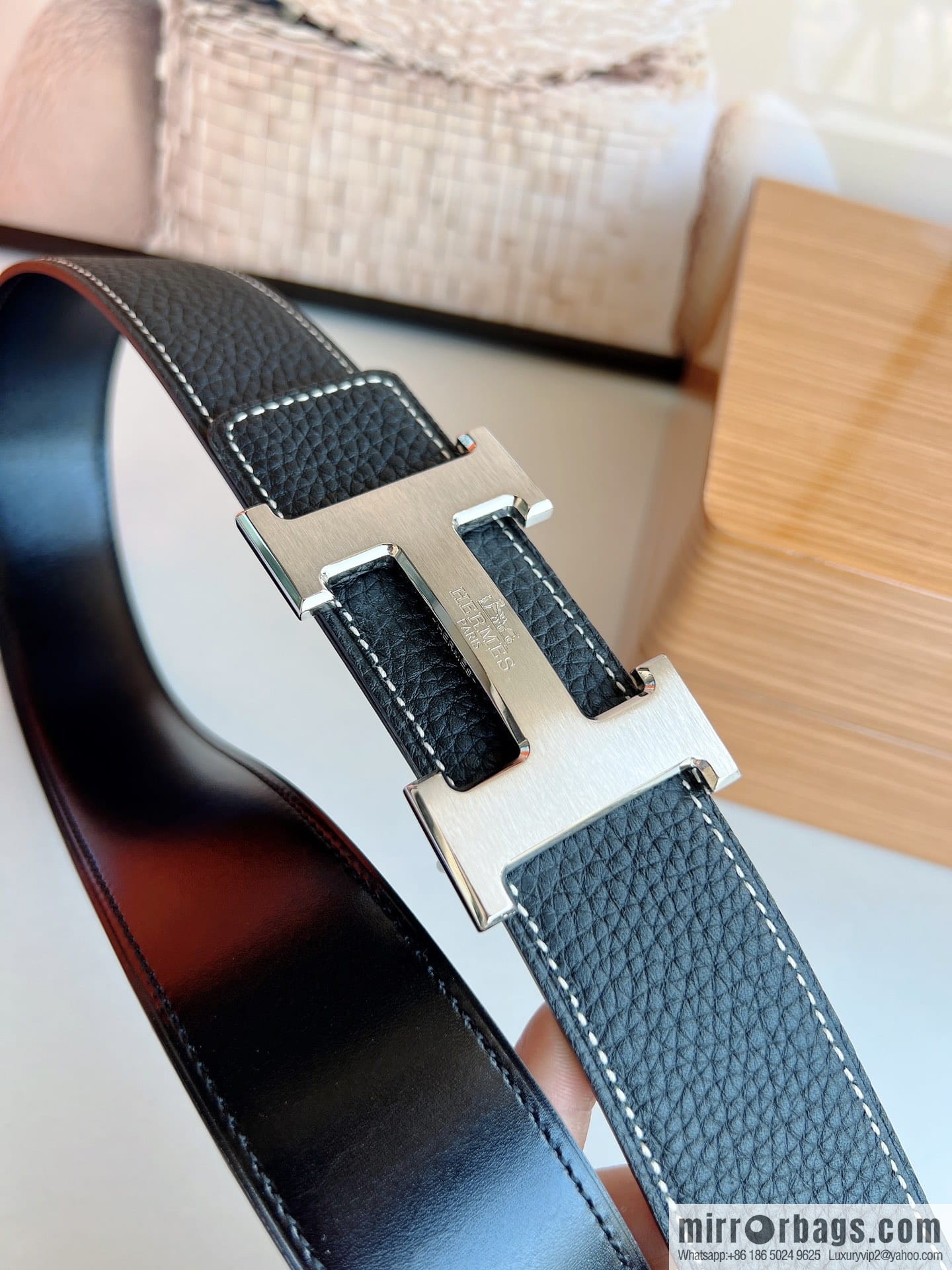 HERMES/Hermès H buckle horse drawn carriage logo men's 38mm waist belt