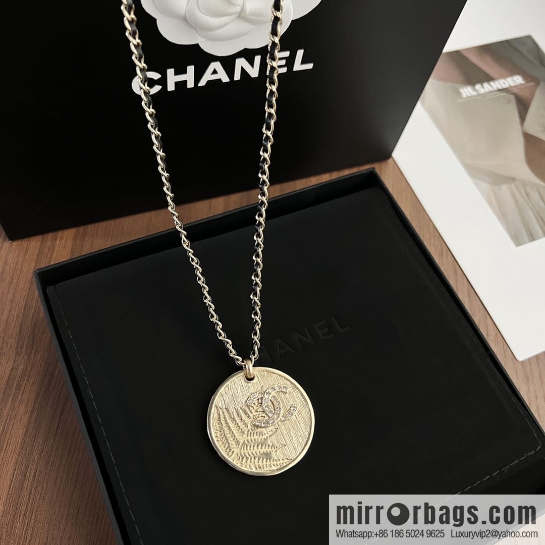 New ☑️ CHANEL Chanel double c gold round wheat ear necklace sweater chain