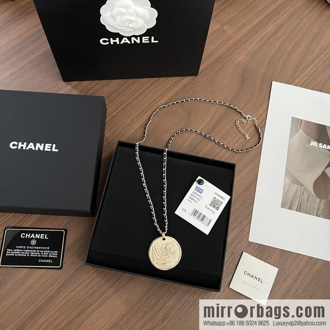 New ☑️ CHANEL Chanel double c gold round wheat ear necklace sweater chain