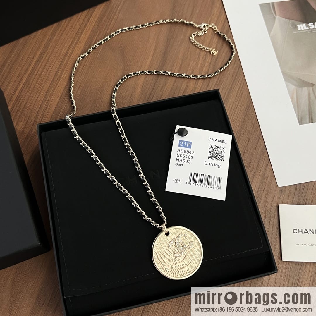 New ☑️ CHANEL Chanel double c gold round wheat ear necklace sweater chain