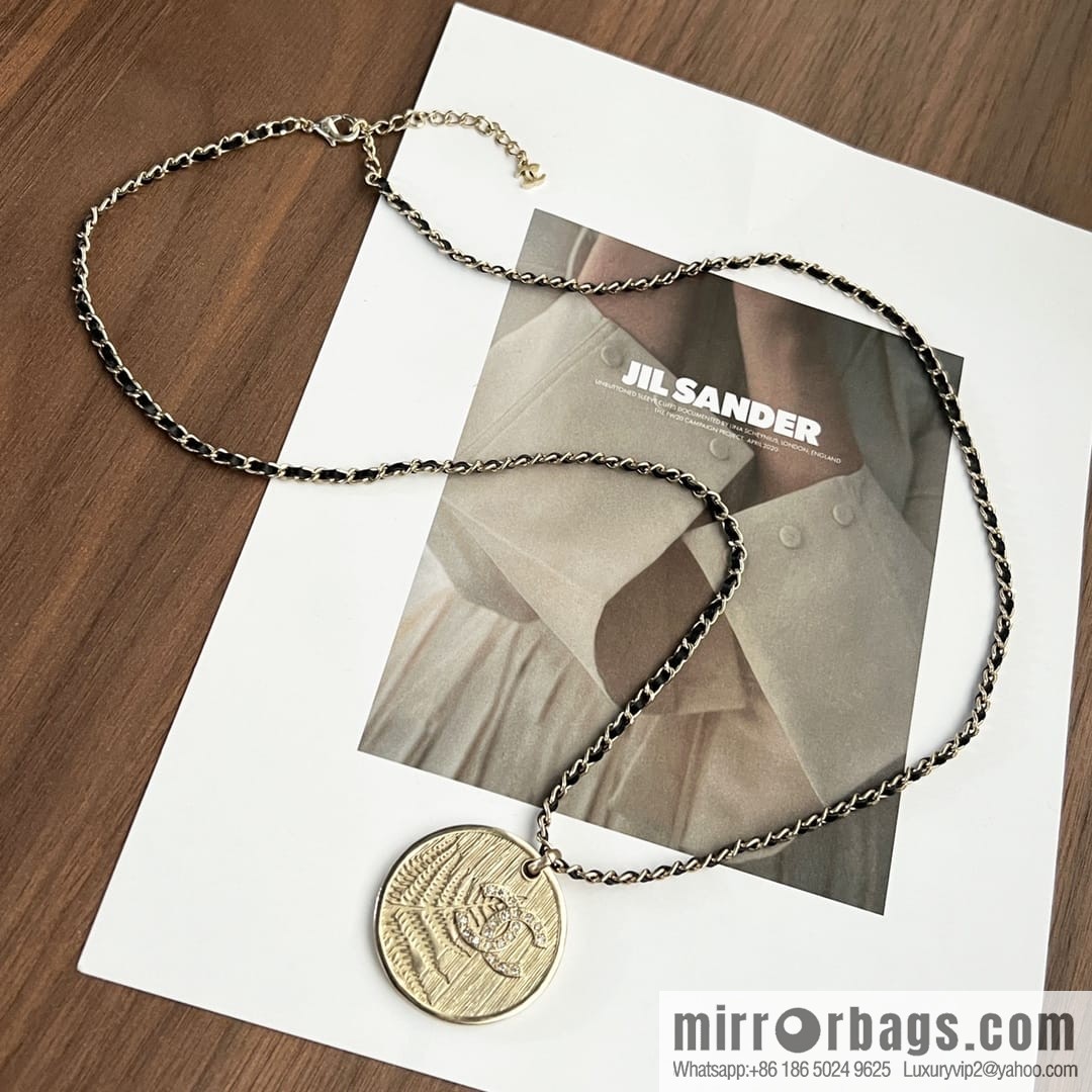 New ☑️ CHANEL Chanel double c gold round wheat ear necklace sweater chain