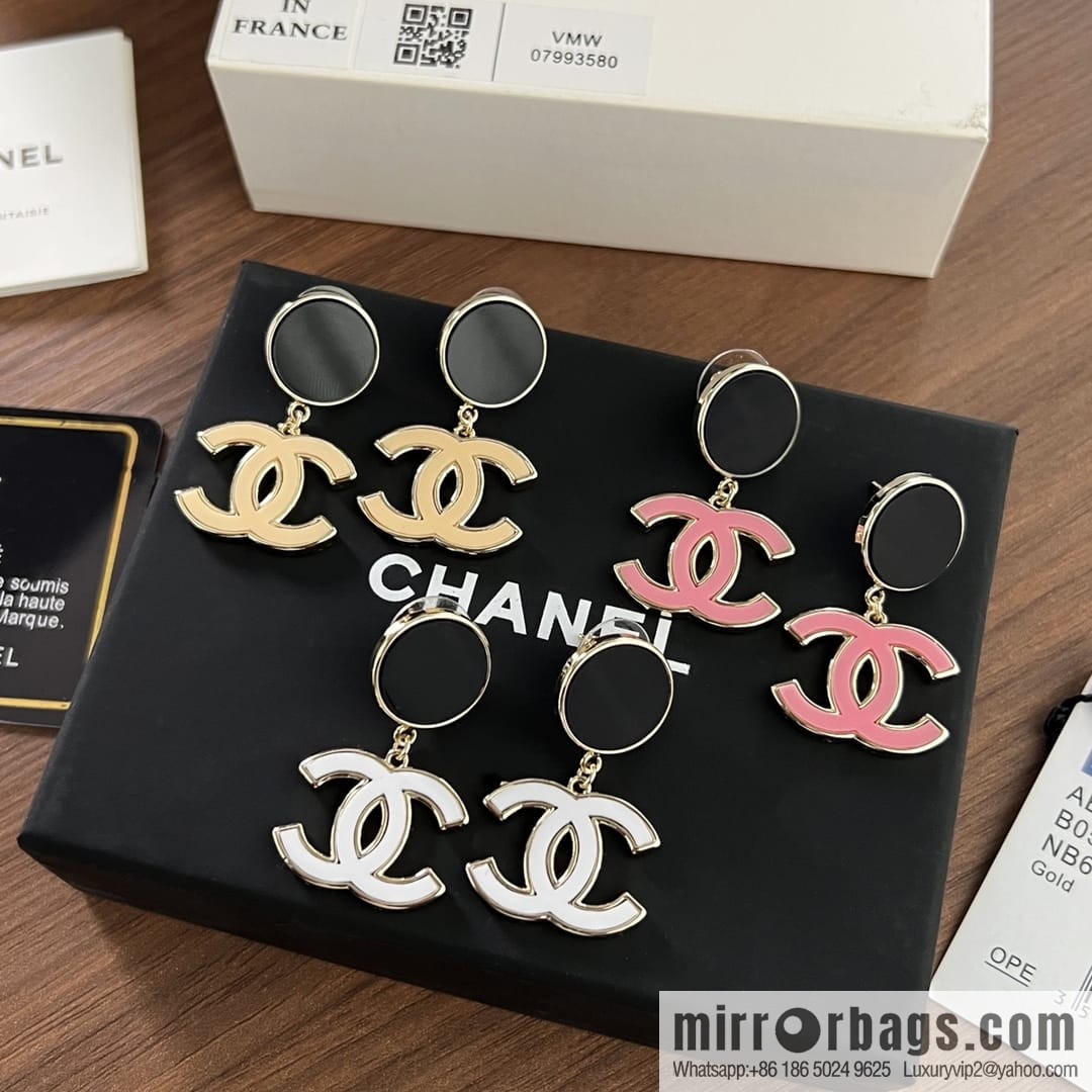New ☑️ CHANEL Chanel c2 double c black round stud earrings