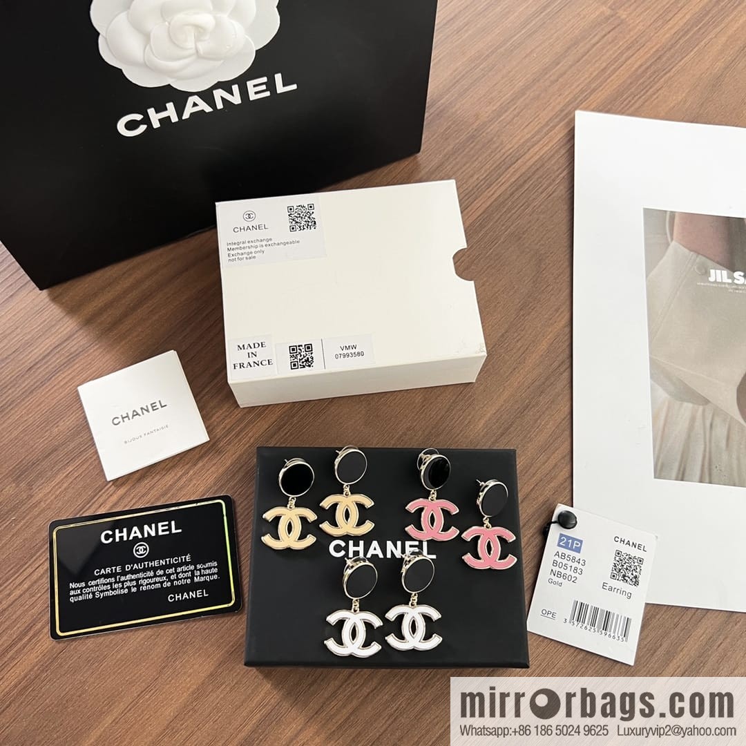 New ☑️ CHANEL Chanel c2 double c black round stud earrings