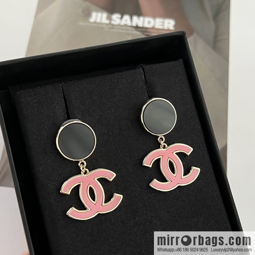 New ☑️ CHANEL Chanel c2 double c black round stud earrings