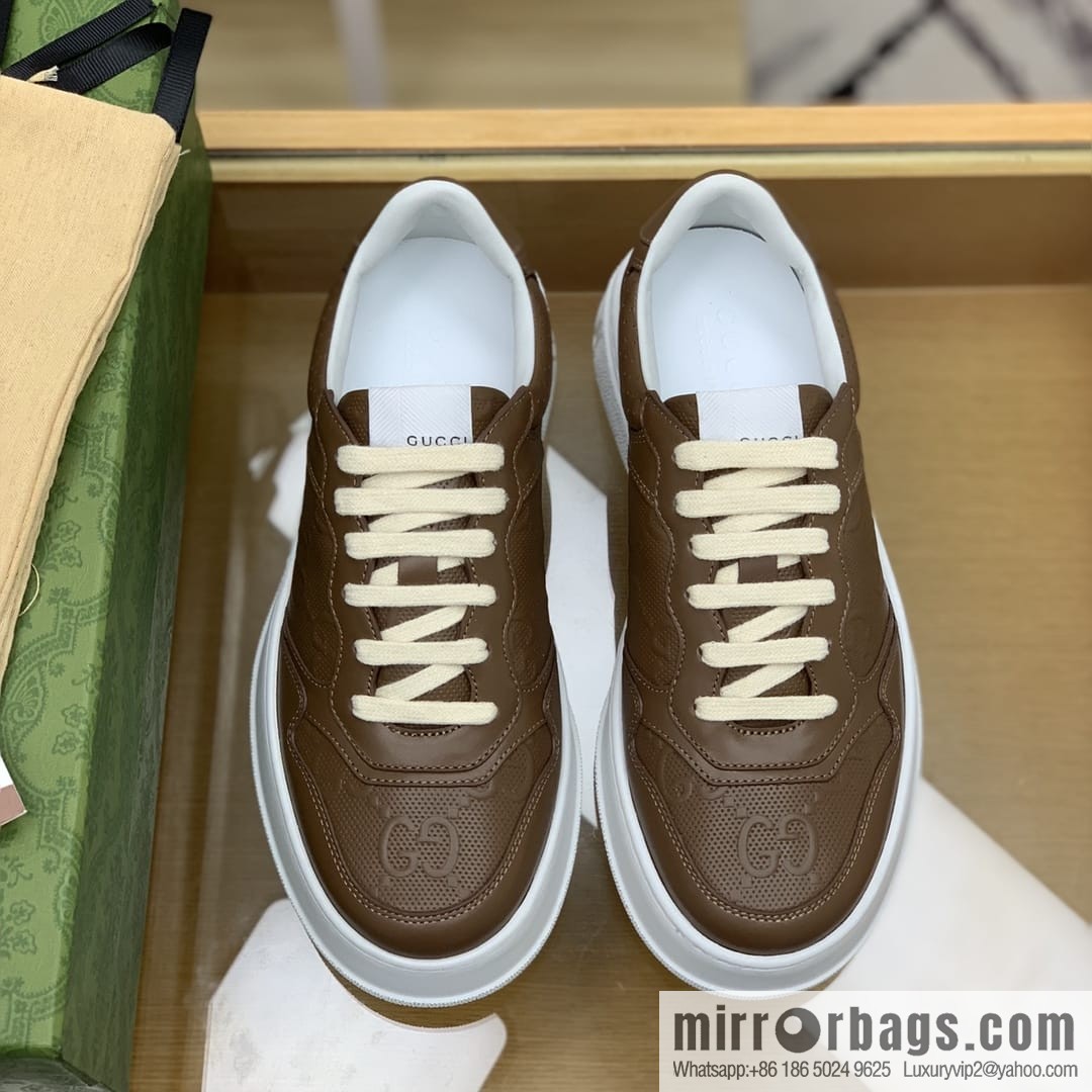 Gucci Gucci uses leather material, GG printed canvas leather men's sneakers
