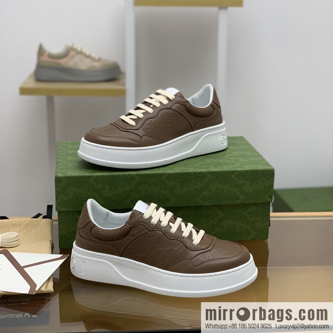Gucci Gucci uses leather material, GG printed canvas leather men's sneakers
